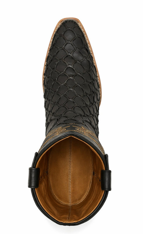 Black Pirarucu Fish Cowboy Boots