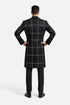 Black Plaid Overcoat - Wool Topcoat With WindowPane Pattern Double Breasted Style