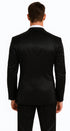 Black Satin Skinny Fit Tazzio Men's Double Breasted 3 Piece Suit with Peak Lapel and Bowtie