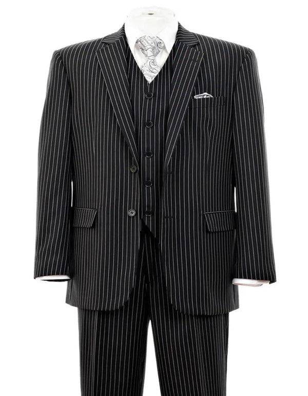 1920s Mens Suit - 1920s Mens Outfit - 1920s  costume  Bold Pinstripe  Black Suit