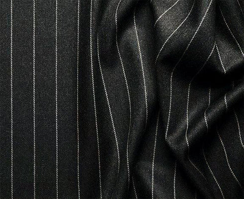 Rockefeller Collection - Double Breasted Stripe Suit Black Regular Fit 2 Piece With Flexible Elastic Waistband