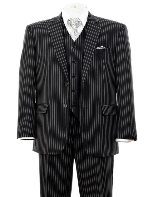 1920s Mens Suit - 1920s Mens Outfit - 1920s  costume  Bold Pinstripe  Black Suit Black Prom Tuxedos