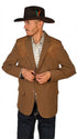 Men's Suede Cowboy Blazer Ultra Slim Fit Mens Western Blazer with Suede Shoulder in Color "Brown"