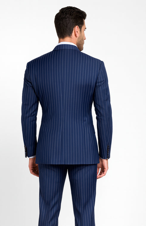 Royal Blue Pinstripe Suit - Gangster Suit - 1920's Suit - Double Breasted Suit