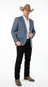Men’s Blue Textured Cowboy Blazer – Western Style Sport Coat for Ranch Wedding, Business and Country Events