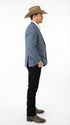Men’s Blue Textured Cowboy Blazer – Western Style Sport Coat for Ranch Wedding, Business and Country Events