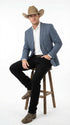 Men’s Blue Textured Cowboy Blazer – Western Style Sport Coat for Ranch Wedding, Business and Country Events
