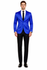 Men’s Slim Fit Blue Satin Blazer – Elegant Two-Button Formal Suit Jacket for Weddings, in blue Color