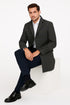 Men’s Blue and Grey Glen Plaid Wool Overcoat – Classic Long Winter Coat - Chesterfield Blue Collar