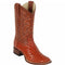 Cognac Ostrich Square Toe Boot