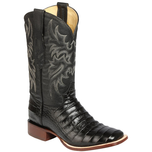 Mens Black Caiman Boots Print