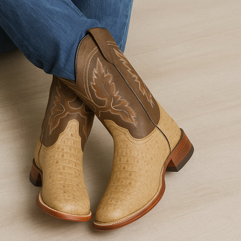 Botas Cuadrada de Cocodrilo Caiman Lomo Gasso