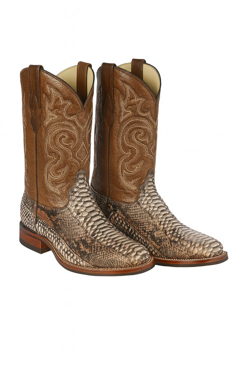 Botas de Piton Original Horma Ranchera Cuadrada Ancha Suela TPU