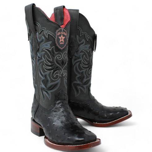 Botas de Avestruz Original en Punta Cuadrada para Dama LAB-3220305