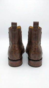 Botas de Avestruz Para Hombre Western Boots – Men’s Brown Ostrich Style Leather Chelsea Cowboy Ankle Boots