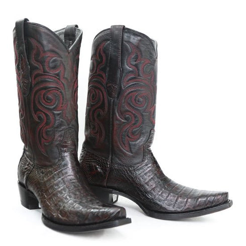 Botas de Cocodrilo Caiman Panza Punta Recortada Black Cherry LAB-948218 - Los Altos Boots