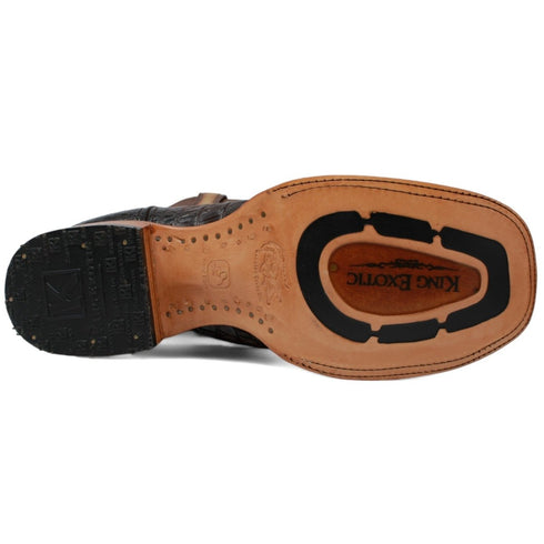 Botas de Cola de Cocodrilo Punta Rodeo Cuadrada Color Cafe LAB-48220116