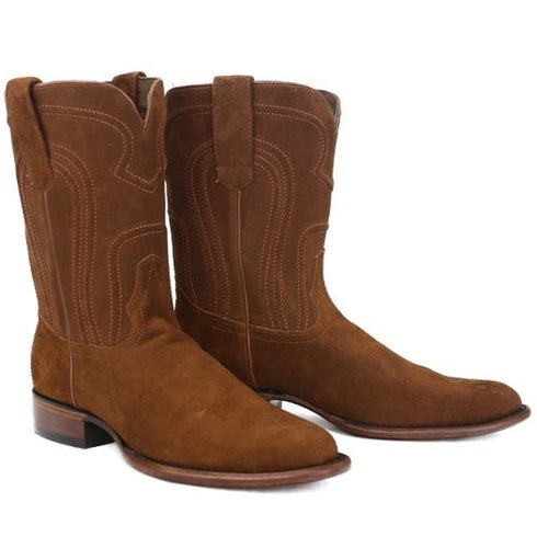 Botas de Cuero Gamuza Original en Horma Roper Color Cognac LAB-696603 - Wild West Boots