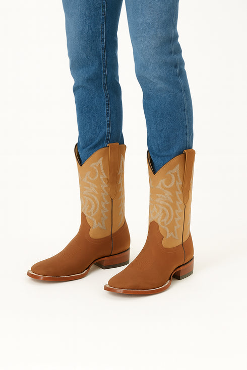 Botas de Cuero Gamuza Original Horma Cuadrada