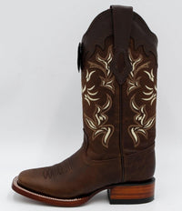 Botas de Cuero Rage Horma Rodeo Cuadrada para Dama Color Nuez LAB-322N9940