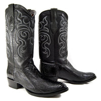 Botas de Pata de Avestruz Punta Oval Color Negro LAB-650505