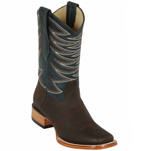 Brown square toe cowboy boots