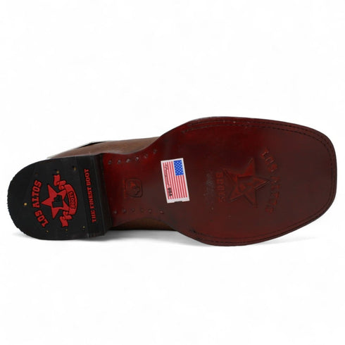 Botines Charros de Cuero Rage Punta Cuadrada Color Nuez LAB-82B9940