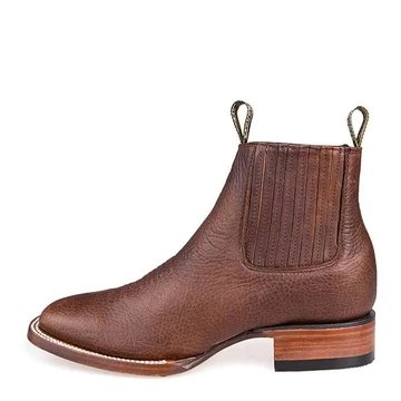 Botines Charros de Cuero Rage Punta Cuadrada Color Nuez LAB-82BM9940