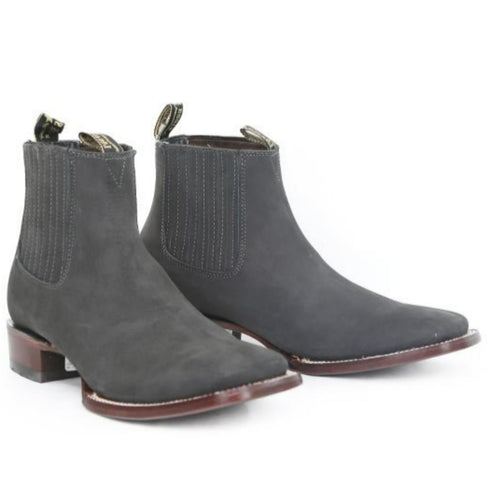 Botines Charros de Gamuza Punta Cuadrada Los Altos Boots Color Gris LAB-82B6309