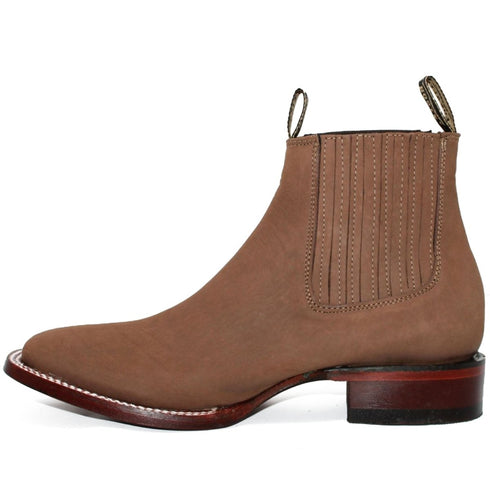 Botines Charros de Gamuza Punta Cuadrada Los Altos Boots Color Taupe  LAB-82B6361