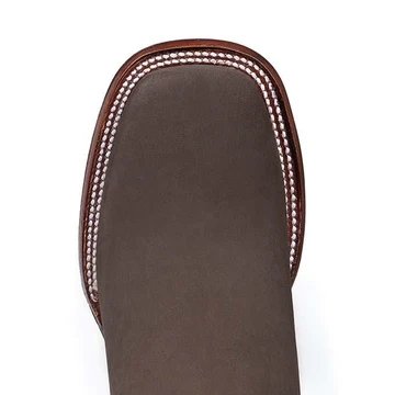 Botines Charros de Gamuza Punta Cuadrada para Mujer Color Chocolate LAB-32B6359