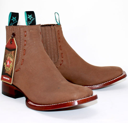 Botines Charros de Gamuza Punta Cuadrada para Mujer Color Taupe LAB-32B6361
