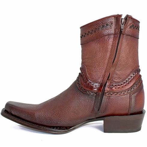 Botines de Cuero Original Punta Europea Cafe LAB-76B2716