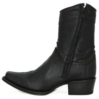 Botines de Cuero Original Punta Europea Color Negro LAB-76B2705