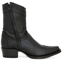 Botines de Cuero Original Punta Europea Color Negro LAB-76B2705