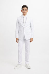 Boys Perry Ellis 2 Button Vested Wedding Suit in White