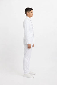 Boys Perry Ellis 2 Button Vested Wedding Suit in White