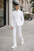Boys Perry Ellis 2 Button Vested Wedding Suit in White