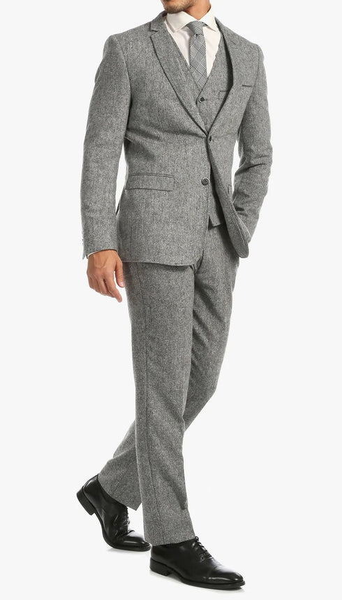 1920's Men's Clothing - Tweed Suit - Herringbone 1920s Mens Suit  - Vintage Grey Tweed  Suit