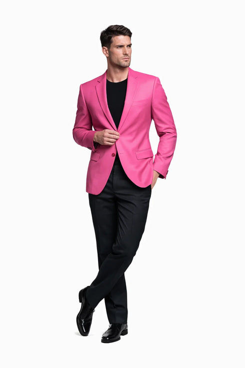 Brand New Solid Men'S Dress Fashion Cheap Priced Designer Fashion Dress Casual Blazer For Men On Sale Fuchsia ~ Hot Pink Men's Blazer