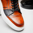 Zelli Bravo Burnished Calfskin High Top Dress Sneaker in Brown