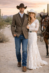 Men’s Brown Herringbone Tweed Cowboy Western Blazer – Classic Country Sport Coat Jacket for Ranch Wear,  Cowboy Jacket