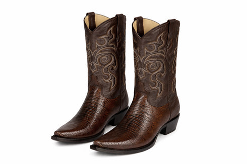 Brown Lizard Boots Snip Toe