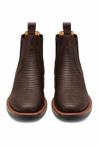 Brown Python Print Short Cowboy Boots