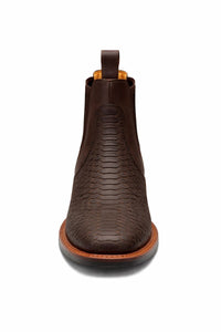 Brown Python Print Short Cowboy Boots
