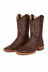 Brown Square Toe Smooth Ostrich Cowboy Boots
