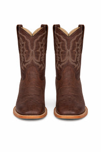 Brown Square Toe Smooth Ostrich Cowboy Boots
