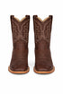Brown Square Toe Smooth Ostrich Cowboy Boots