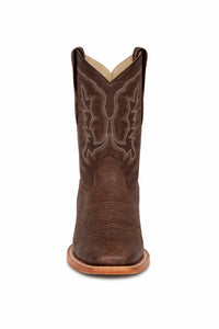 Brown Square Toe Smooth Ostrich Cowboy Boots