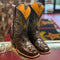 Brown Pirarucu Fish Print Boots Square Toe